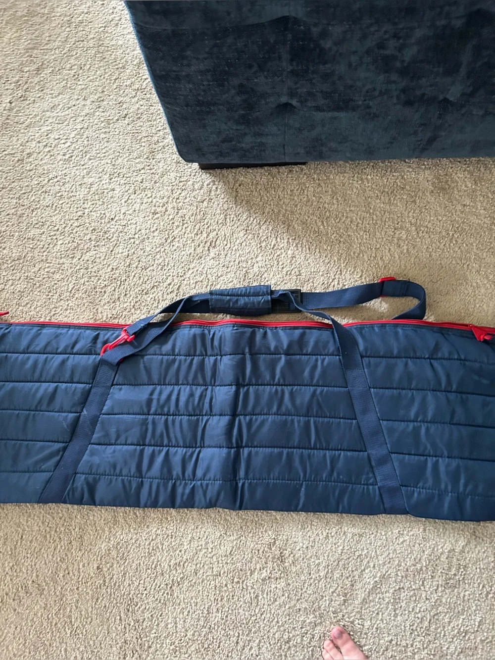 Sport graphics vintage ski travel bag with handles navy turquoise red